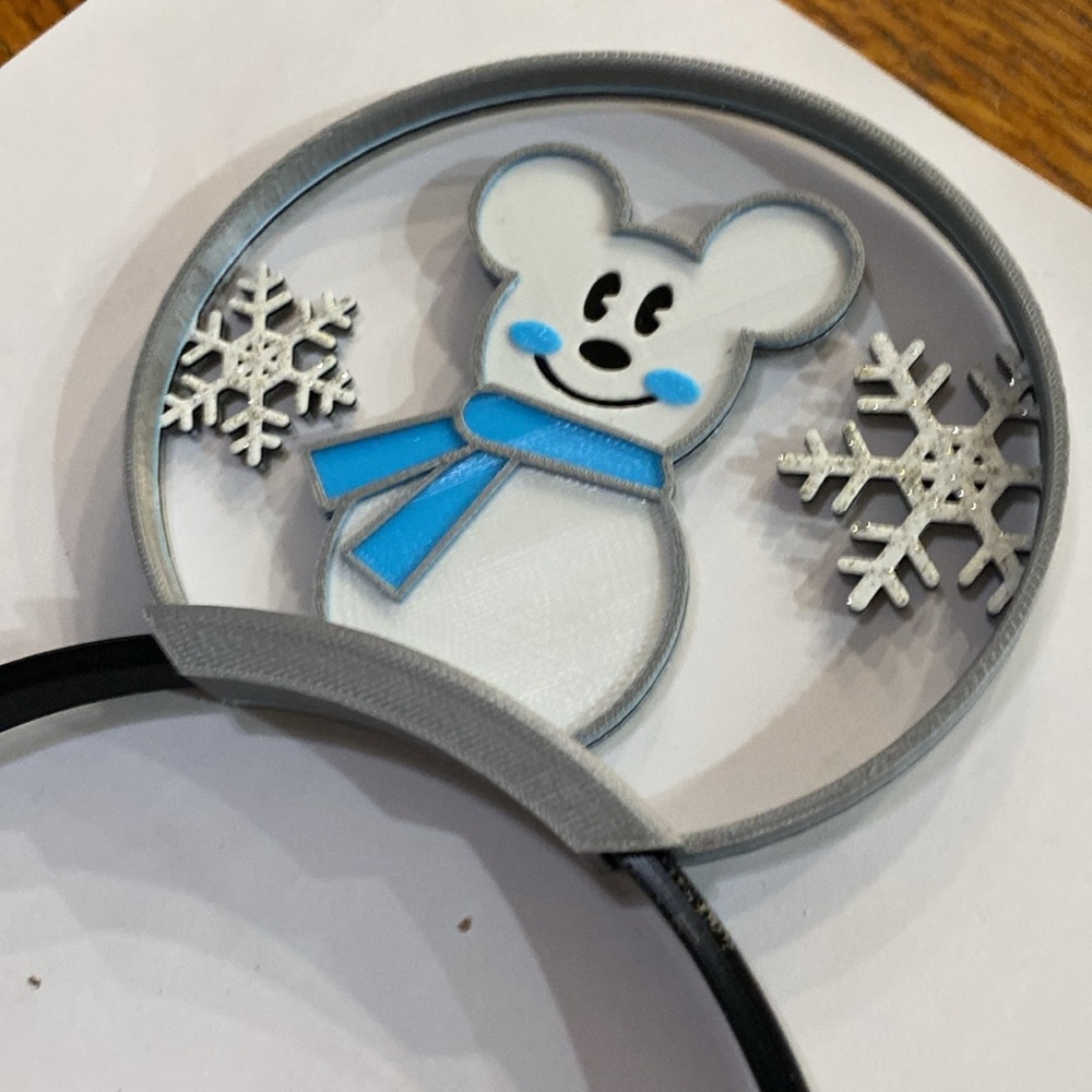 3-D printed mouse ears, Mickey as a snowman - Picture 3 of 3